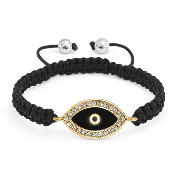 Gold Plated Evil Eye Crystal Shamballa Inspired Bracelet On Gold Plated Evil Eye Crystal Shamballa Inspired Bracelet