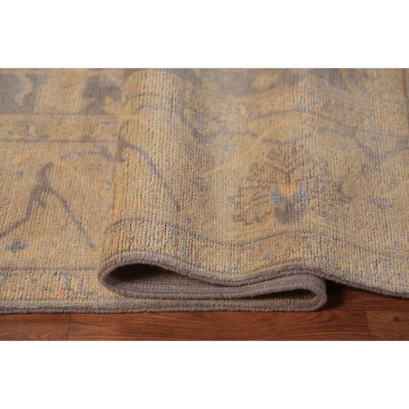 Earth Tone Oushak Indian Area Rug Handmade Wool Carpet - 8'0"x 9'7"