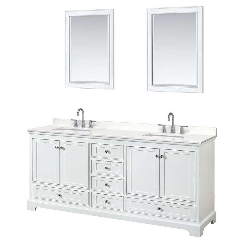 Wyndham Collection WCS202080D-QTZ-US3M24 Deborah 80" Free Standing - White / White Quartz Top / Polished Chrome