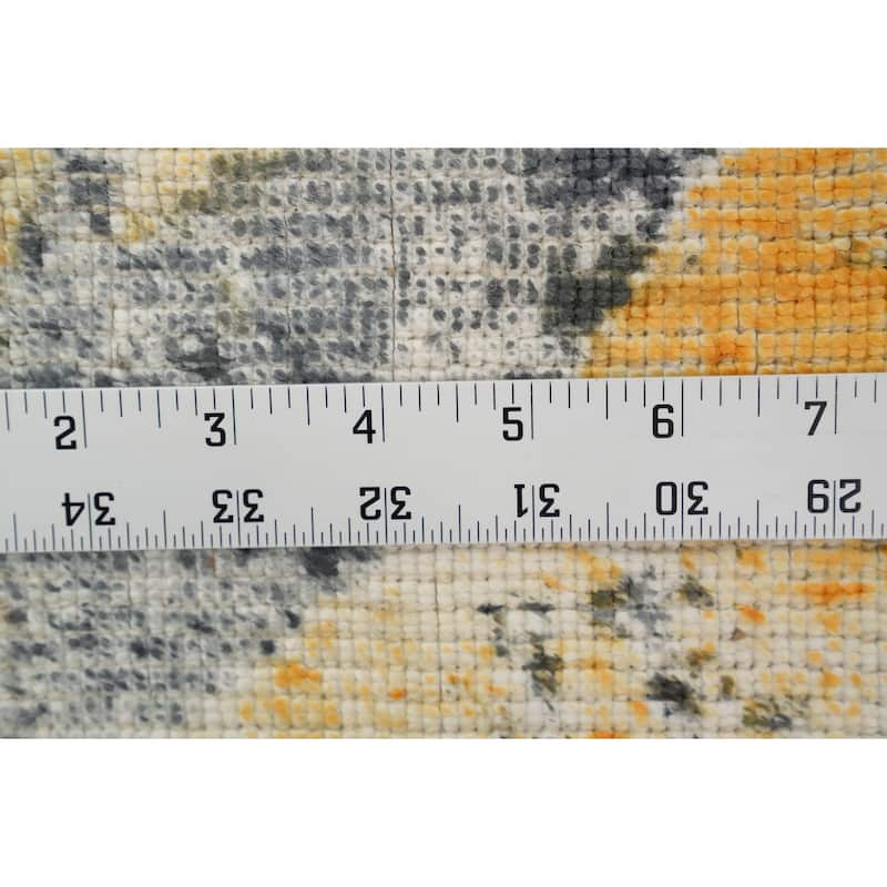 Hand Knotted Oriental Viscose Silk Carpet Modern Pictorial Multi-Colored Abstract Area Rug - 7' 8'' X 5' 7''