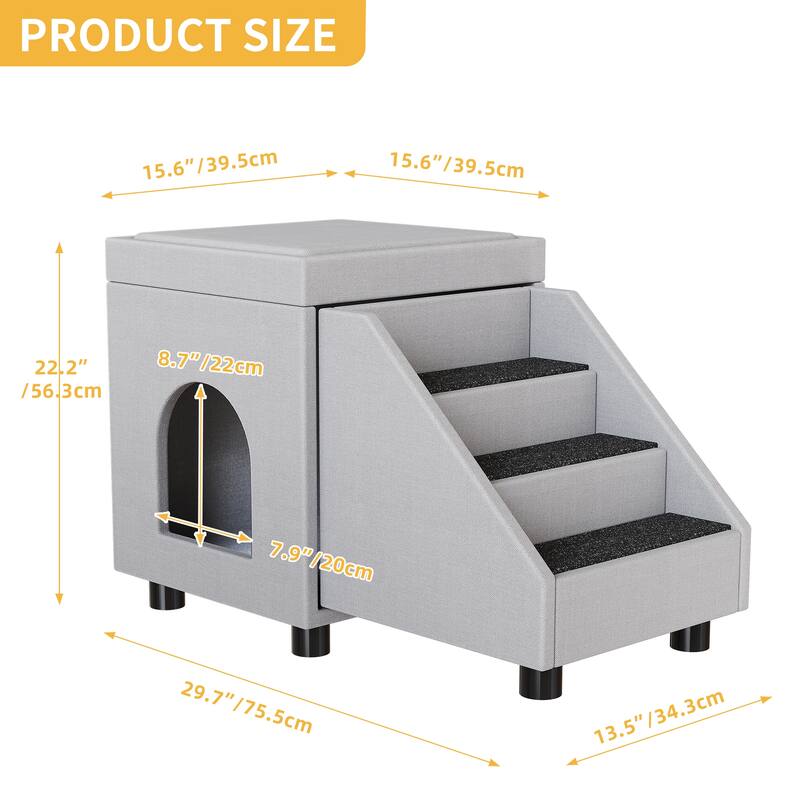 4 Stairs Foldable Pet Stair Pet Steps with Mats
