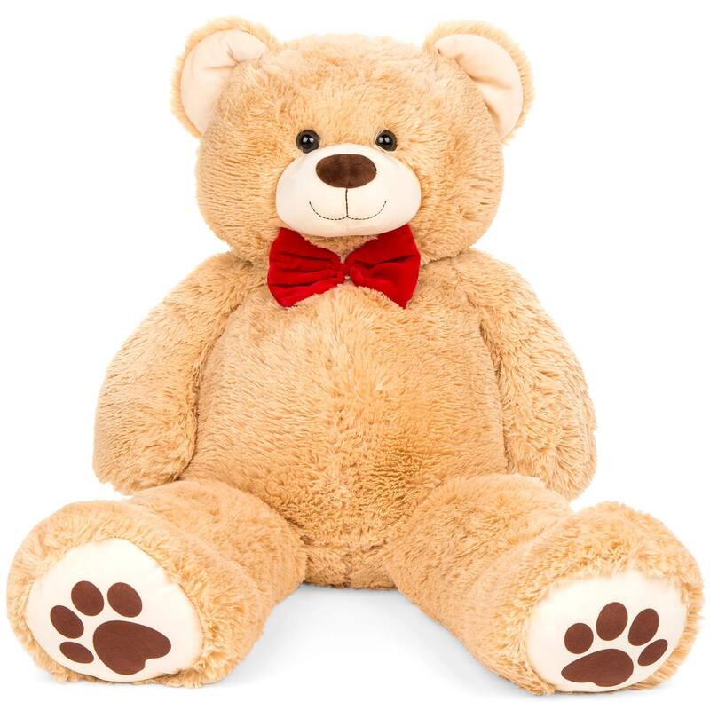 Giant Plush Teddy Bear Stuffed Animal w/ Bow Tie, Paw Prints 38in