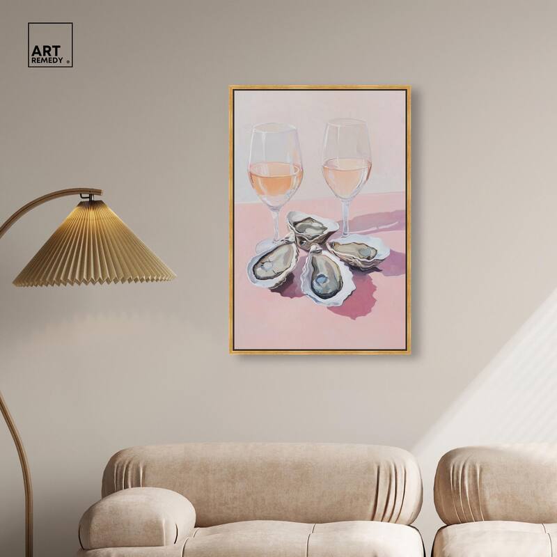 Oysters and Rose Wine Canvas by Art Remedy