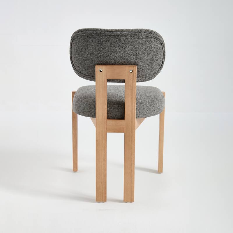 Farmhouse Wooden Dining Chairs Set of 2, Fabric Upholstered Chairs with Cushioned Wingback