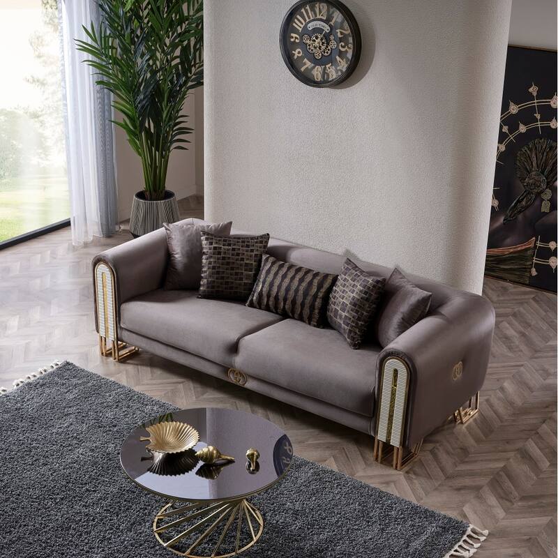 Kamelya 2-Pieces One Sofa One Loveseat Living Room Set, Metal Leg, Pillow Back