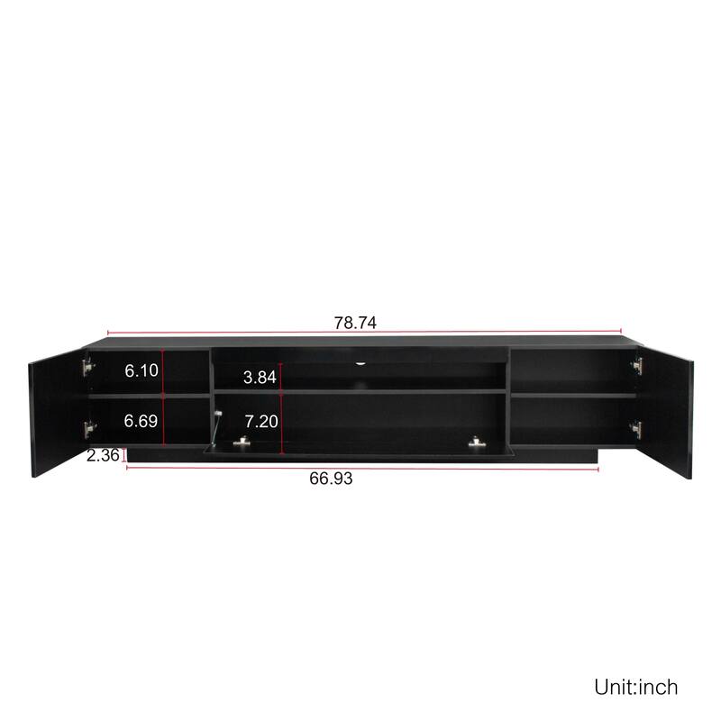 Modern 78.74" TV Stand with LED Lights and Storage Cabinet for Living Room