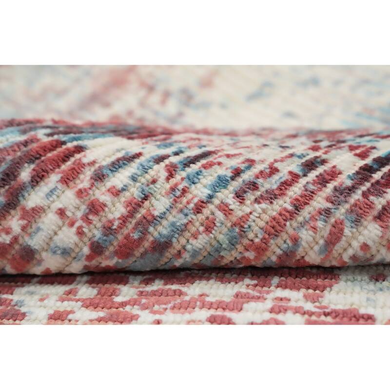 Hand Knotted Oriental Viscose Silk Carpet Modern All-Over Oranges & Rust Abstract Area Rug - 4' 0'' X 2' 0''