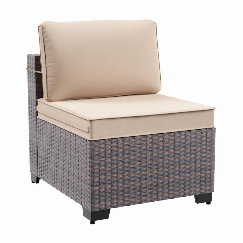 7-Piece Patio Furniture Set, Wicker Outdoor Seatings Conversation Sofa with Side Table - 7-Pieces