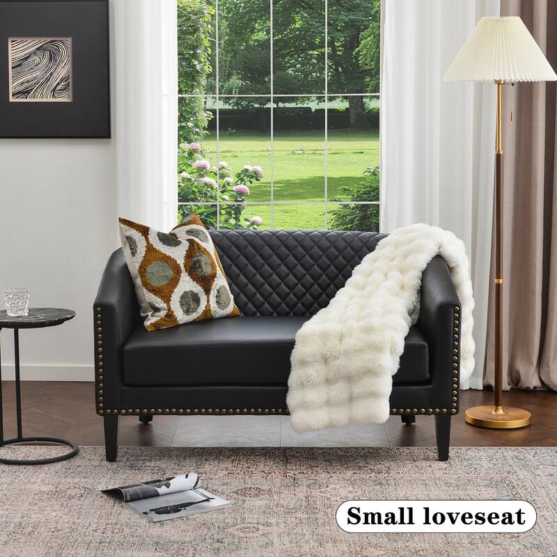 KINWELL 3-Piece PU Living Room Sets 1 Loveseat 2 Swivel Chairs