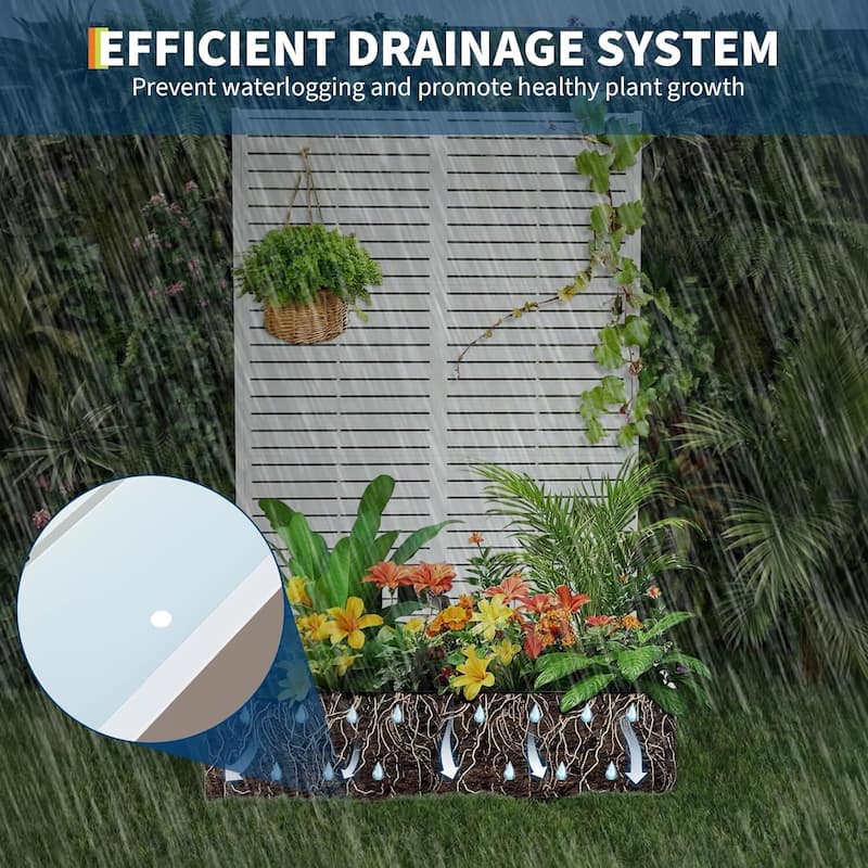 72"*47"*16" Galvanized Raised Garden Bed with Trellis, Planter Box with Privacy Screen