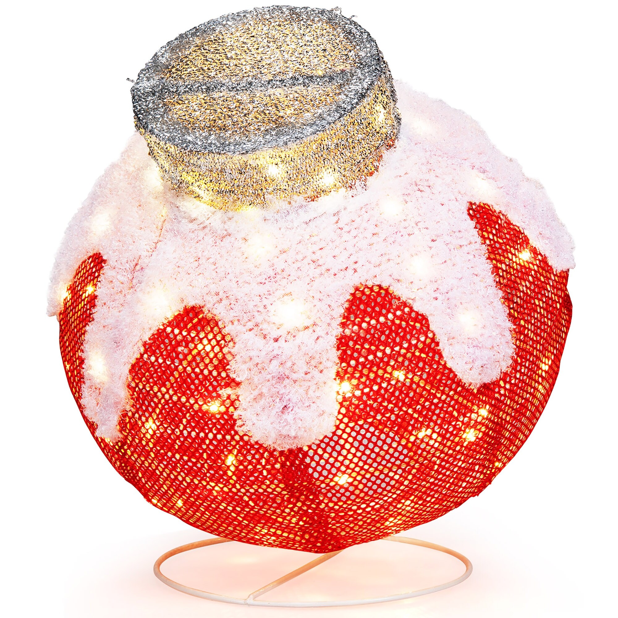 Gymax Outdoor Christmas Lantern Pop-Up Lighted Festive Ball w/ 80