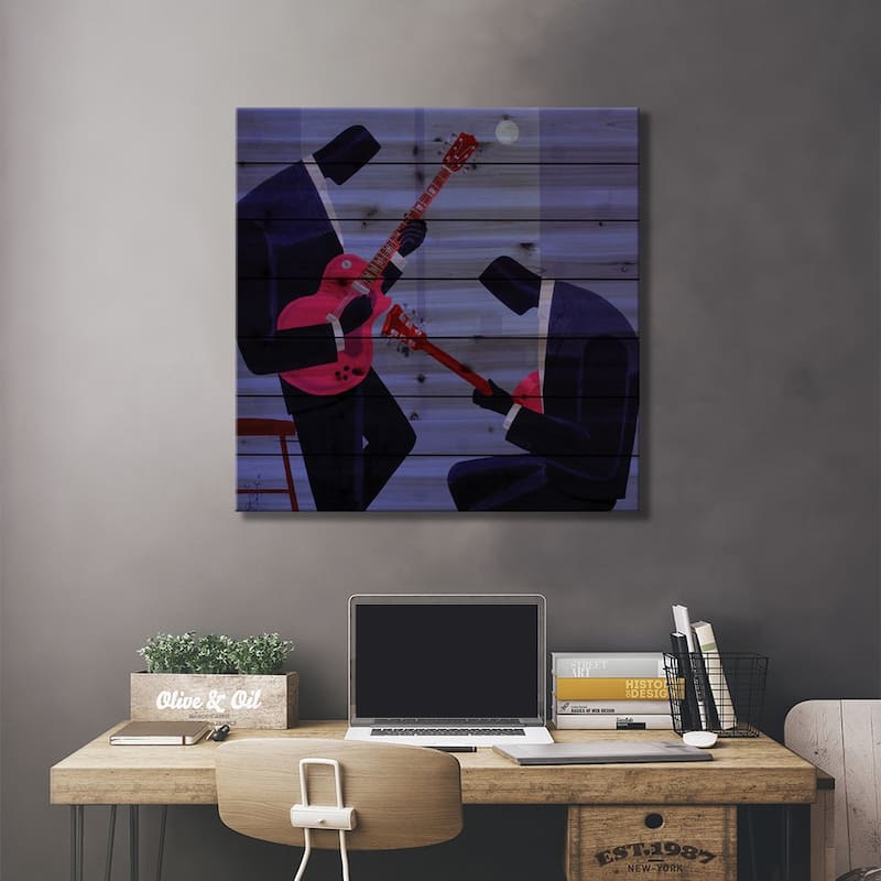 Night Rhythms Print On Wood by Darryl Daniels - Multi-Color