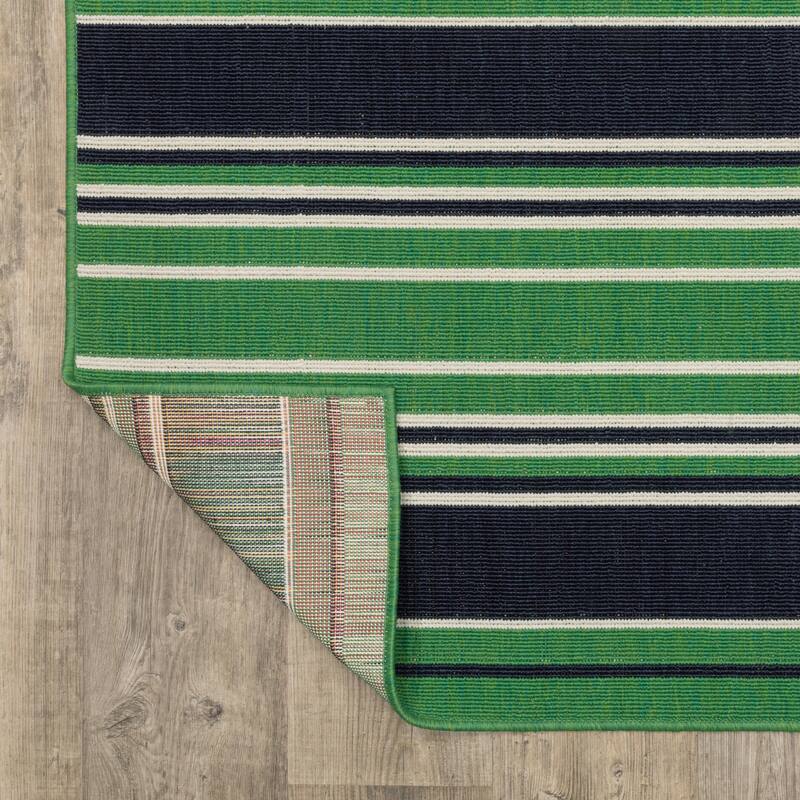 Harlowe Preppy Stripe Green/ Navy Area Rug