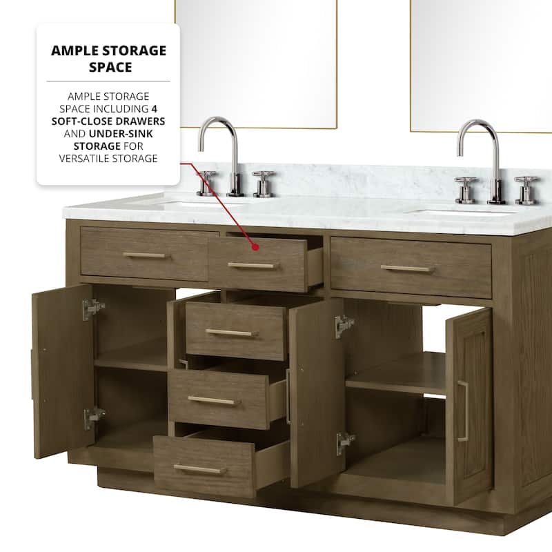 Lexora Abbey Bath Vanity and Carrara Marble Top