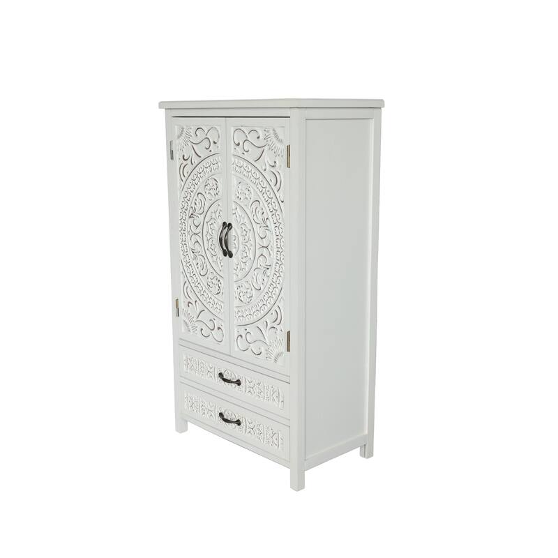 27'' Accent Tall Tower White Storage Cabinet - Rustic Wood Sideboard Pantry Cabinet - Versatile Buffet Cabinet with Stor