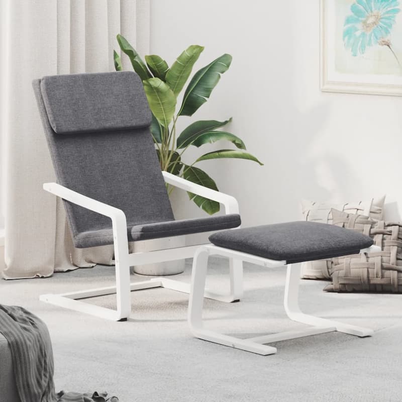 vidaXL Relaxing Chair with Footstool Cream Fabric - 20.1" x 16.1" x 15.7"