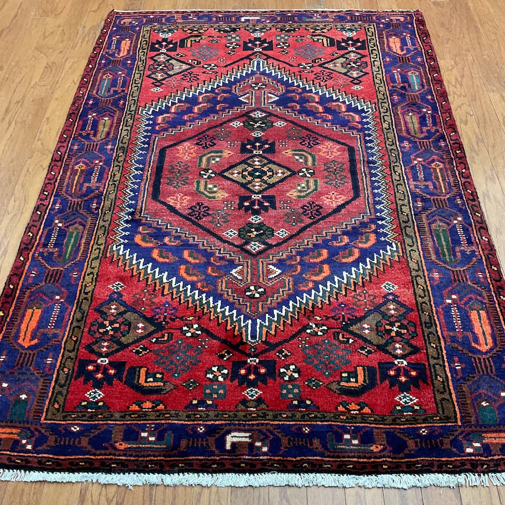HERAT ORIENTAL Hand-knotted Tribal Hamadan Wool Rug - 4'3 x 6'3