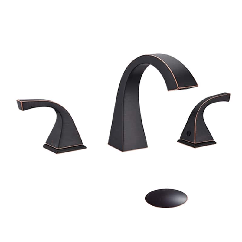BATHLET Artistic Arc Widespread Bathroom Faucet With Drain - Oil Rubbed Bronze