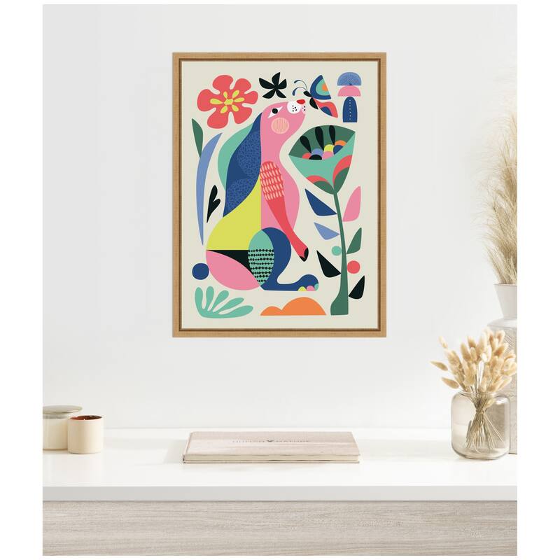 Kate and Laurel Sylvie Wild Rabbit Framed Canvas by Rachel Lee