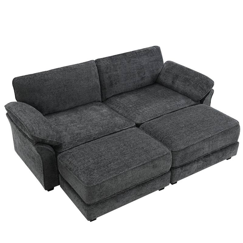 81" Convertible 4-Seat Modular Sofa with Ottoman