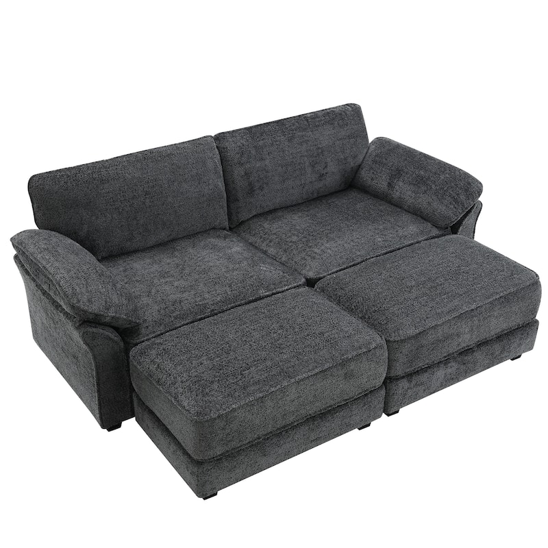 81'' Convertible 4-Seat Modular Sectional Sofa with Loveseat and Ottoman, Flexible Design for Living Room or Office