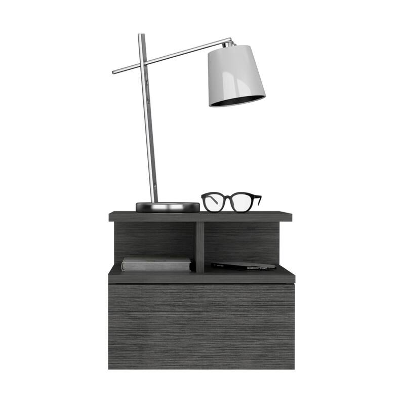 Nightstand Floating Flopini, Bedroom, Smokey Oak,High quality and durable