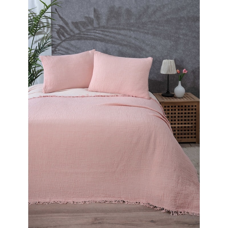 Sussexhome Soft Turkish Cotton Muslin Bed Shams, 2 Pieces Shams - Pink - 20x35 inches