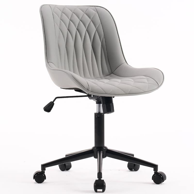 Modern Office Chair, Leather Swivel Office Chair for Home Office - Grey