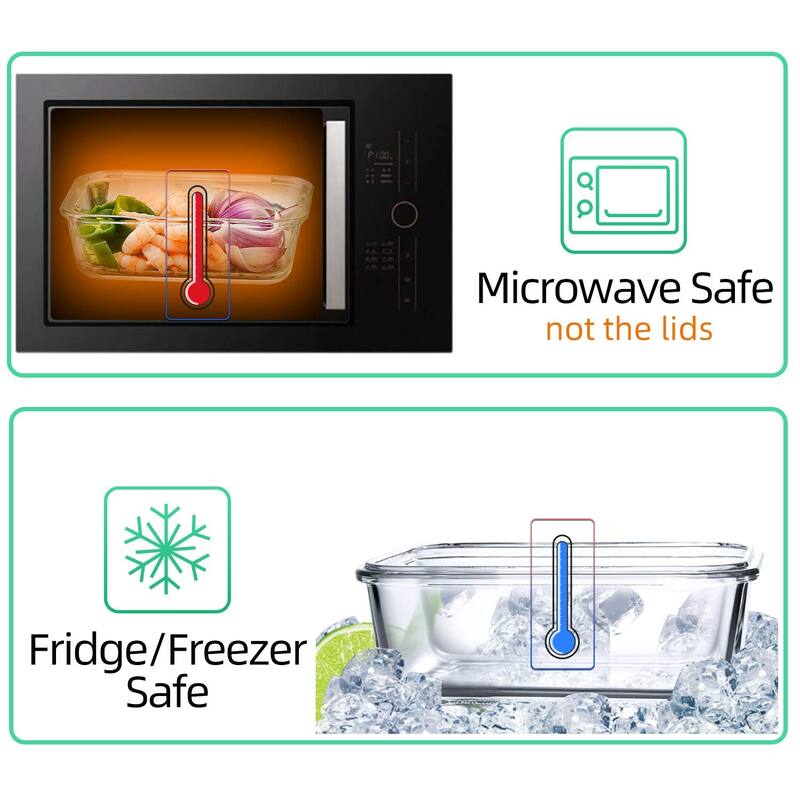 [10-Pack] Glass Food Storage Containers - Food Prep Containers with Lids - Microwave, Oven, Freezer and Dishwasher Safe