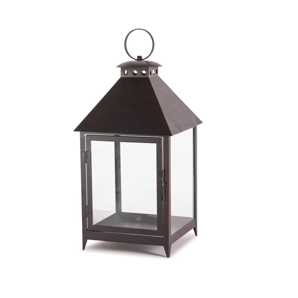 HomeRoots Set Of Two Black Flameless Floor Lantern Candle Holder - 10