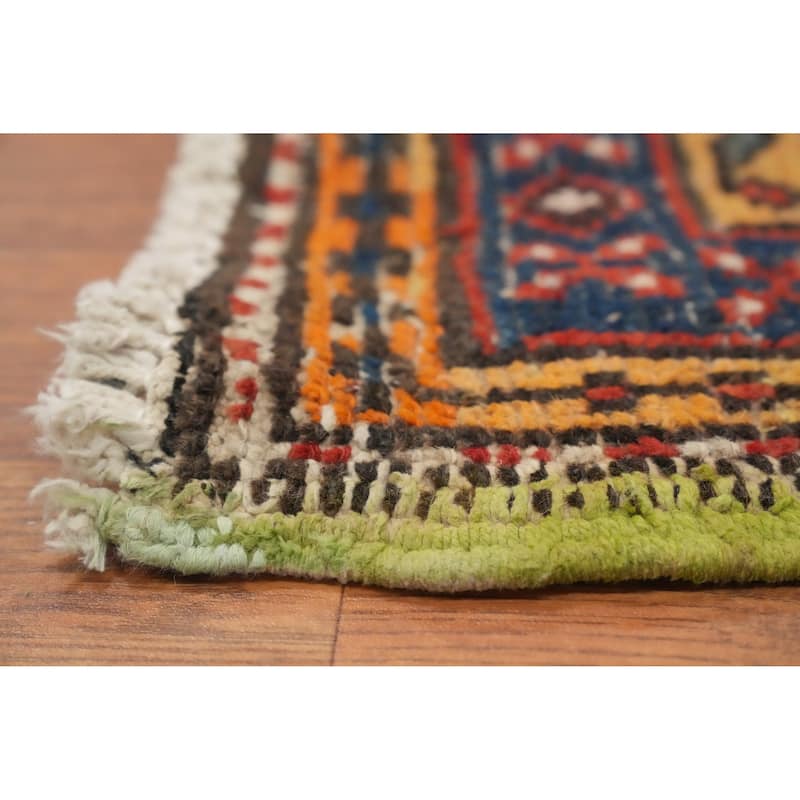 Hand Knotted Oriental 100% Wool Carpet Traditional Tribal Oranges & Rust Bakhtiari Runner Rug - 10' 0'' X 2' 11''