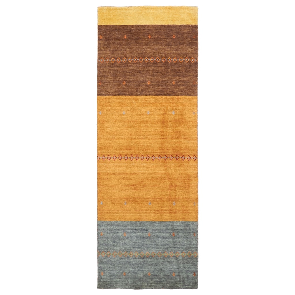 ECARPETGALLERY Hand Loomed Kashkuli Gabbeh Copper Wool Rug - 2'9 x 7'9