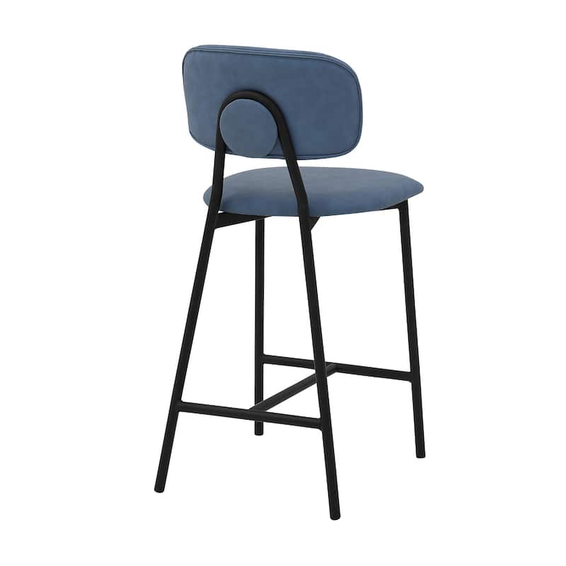 Rococo Faux Leather and Metal Upholstered Counter Height Bar Stool