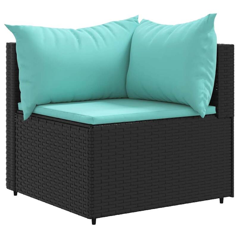 vidaXL Patio Lounge Set with Cushions Sectional Sofa Garden Backyard Poly Rattan - 24.8" x 24.8" x 22.6"