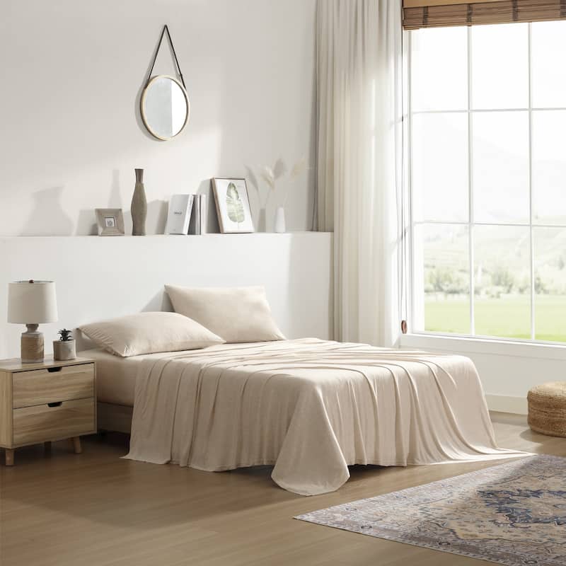 Pure Beech TENCEL™ Modal Jersey Knit Sheet Set - Heather Oatmeal - Queen