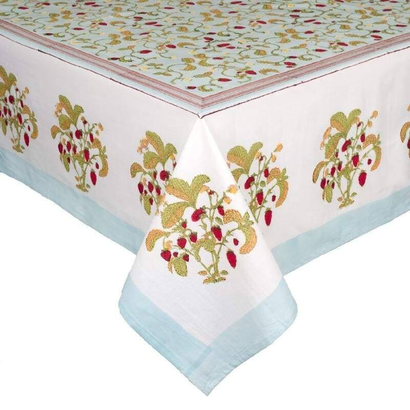 Strawberry Blue Tablecloth 59x86 - Single