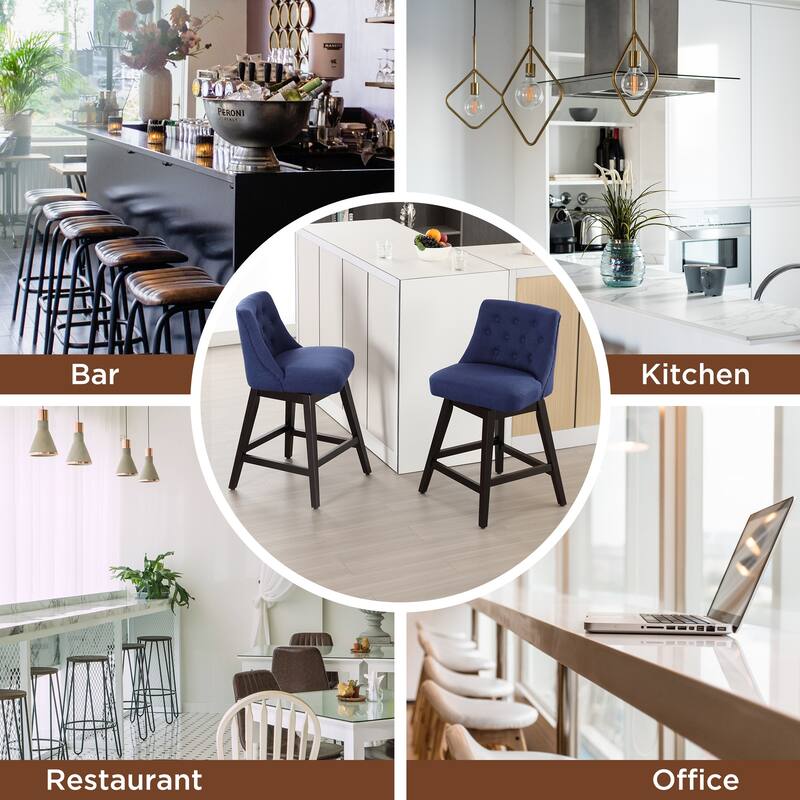 26"/29" Upholstered Swivel Counter and Bar Height Stools Solid Wood Frame (Set of 4)