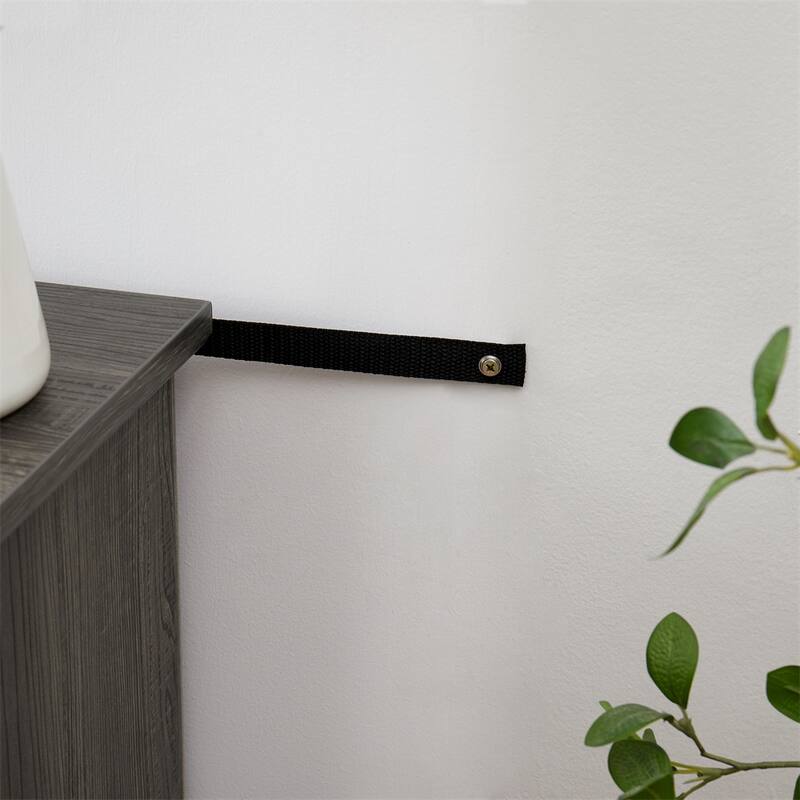 TV Media Stand with Faux Stacked Stone Surround,Entertainment Console