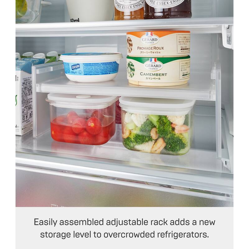 Yamazaki Home Expandable Refrigerator Riser Shelf, Plastic, Expandable - L 7.87 x W 17.91 x H 4.96 inches