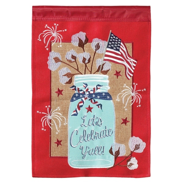 Red and Blue "Let's Celebrate Y'all" Printed Rectangular Garden Flag 18" x 13" - N/A
