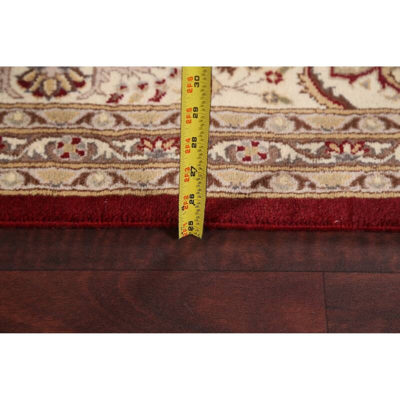 Wool/ Silk Floral Vegetable Dye Kashan Oriental Area Rug Hand-knotted - 8'0" x 10'4"