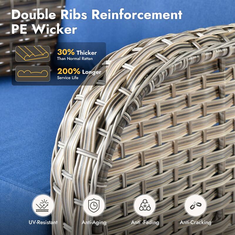 OVIOS 9 Pieces T shaped Seat Curved Swivel Chair Set With Fire Pit