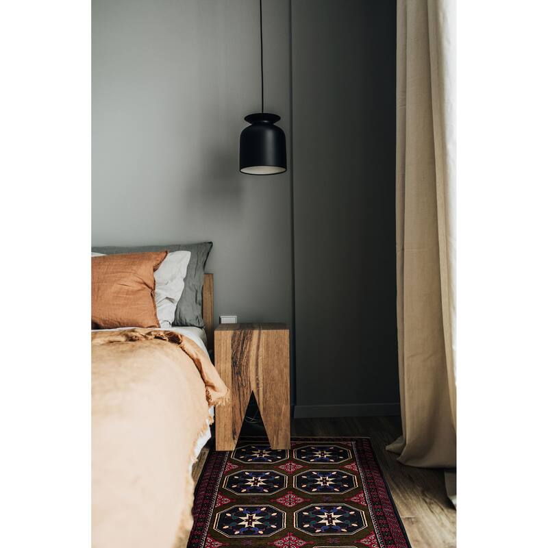 ECARPETGALLERY Hand-knotted Teimani Dark Olive Green Wool Rug - 3'10 x 7'1