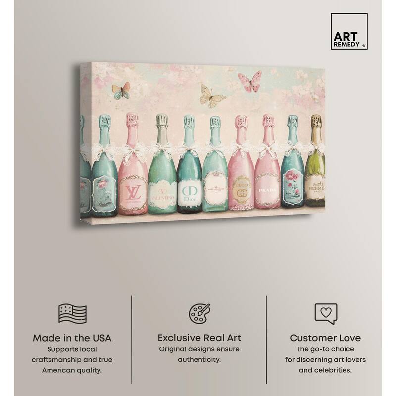 Champagne Mint and Pink Canvas by Art Remedy, Gallery Wrapped