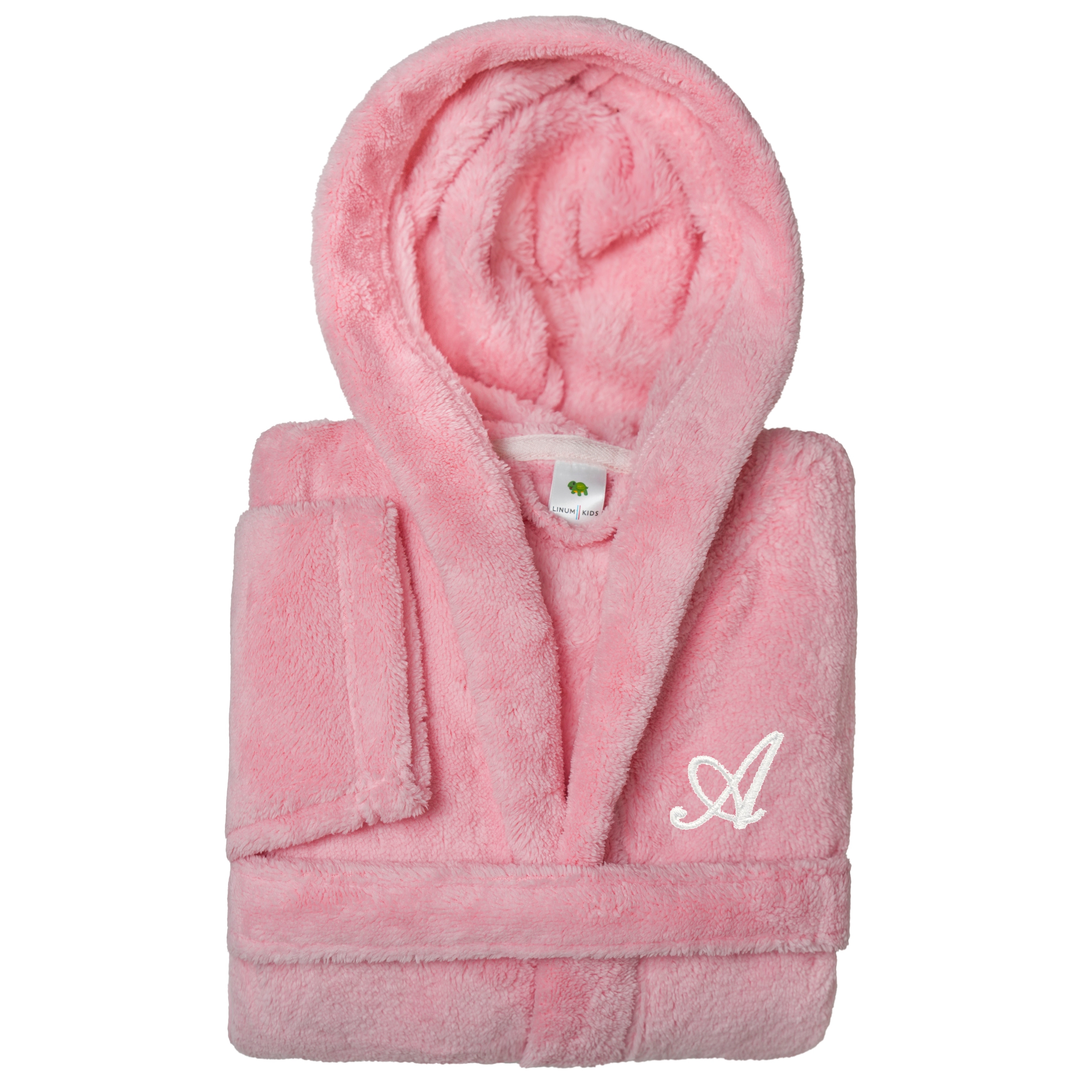 Sweet Kids 100% Polyester SUPER PLUSH Double Brushed Hooded Bathrobe with White Script Monogram
