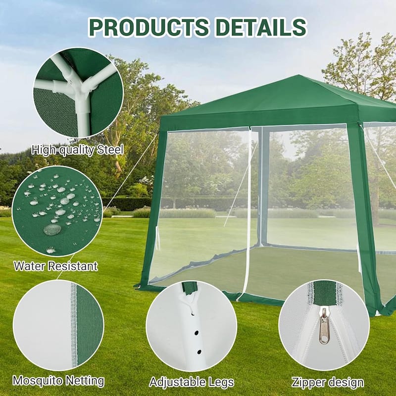 10X10 Ft Instant Pop Up Canopy Tent, Portable Picnic Shade for Outdoor Parties, Camping, Events - N/A