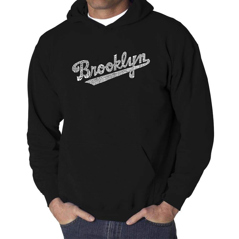 LA Pop Art Men's Word Art Hooded Sweatshirt - New Brooklyn