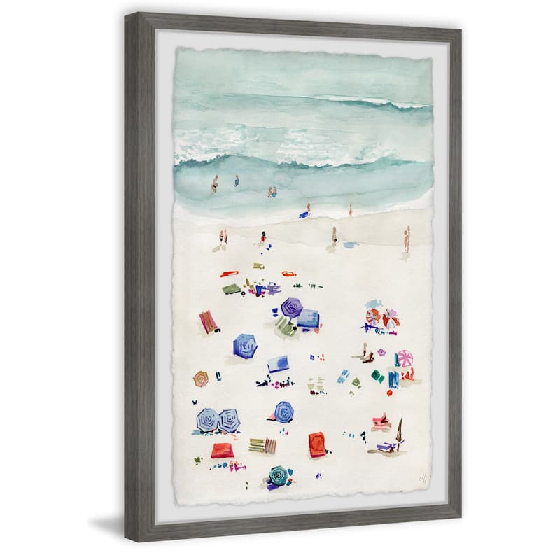 Beach Scene Framed Painting Print - Coastal Wall Art Decor - Mediterranean Home Decor - Scenic Artwork