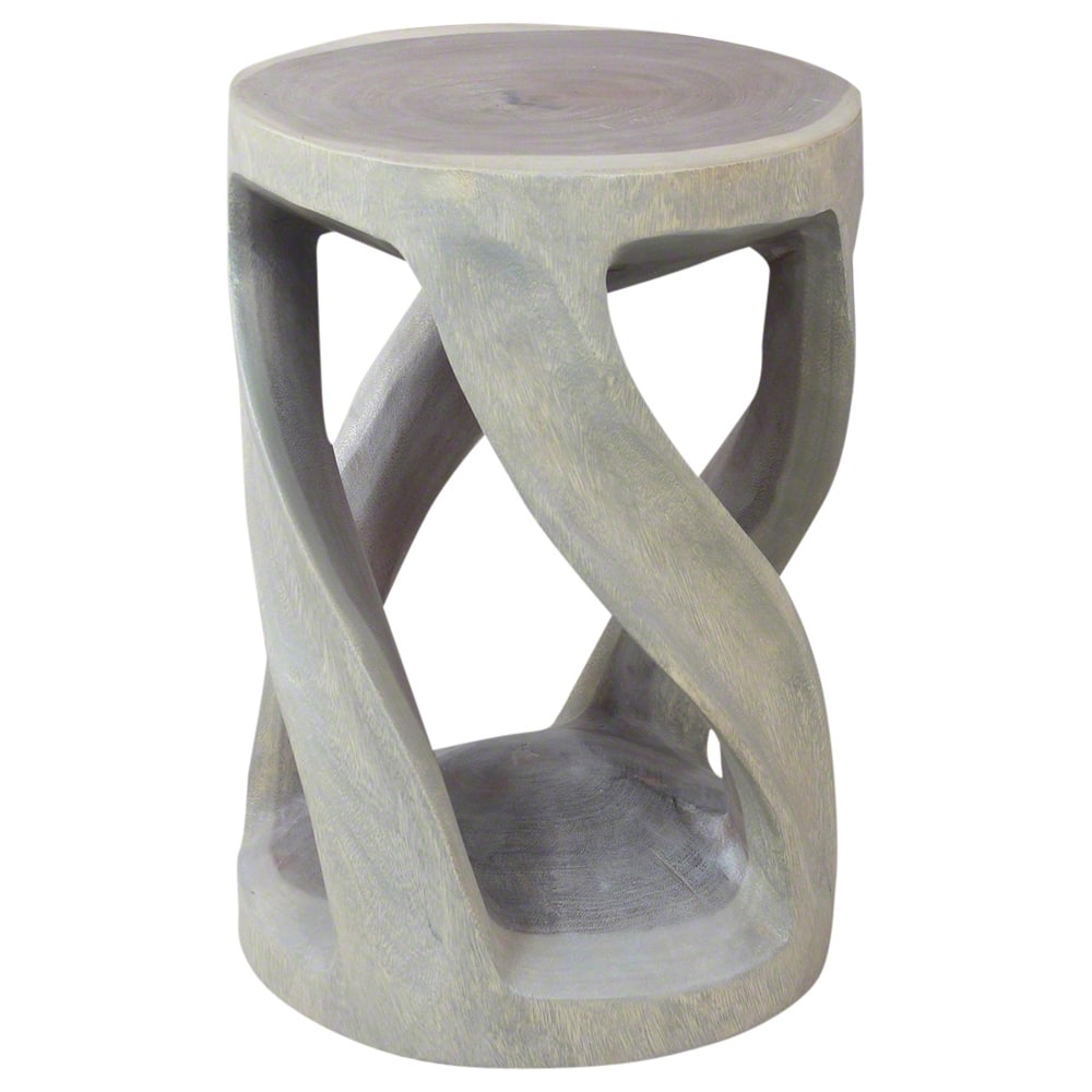 Haussmann® Round Wild Twisted Vine End Table 14 in D x 20 in H Grey Oil - 14" x 14" x 20"