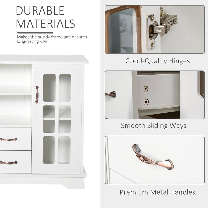 HOMCOM Modern Sideboard Storage Console Cabinet with Glass Door and Drawer for Kitchen, Living & Dining Room